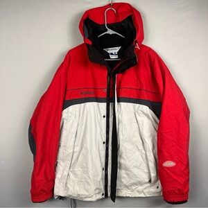 Columbia Interchange Jacket 3 In 1 Men’s XL Red White Coat Lined Omni Shield